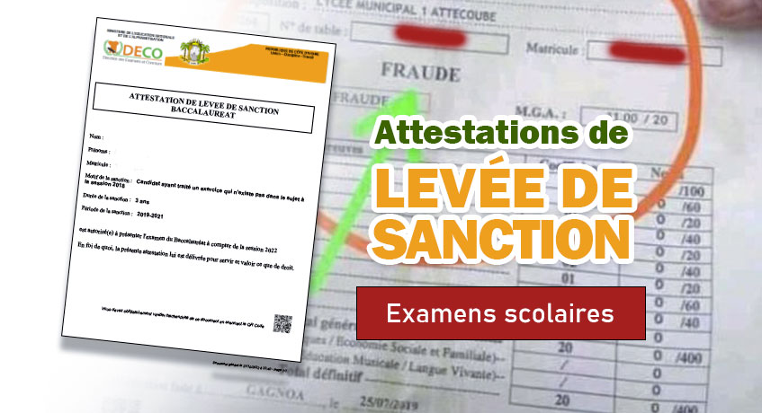 Attestation de levée de sanction de FRAUDE 2024